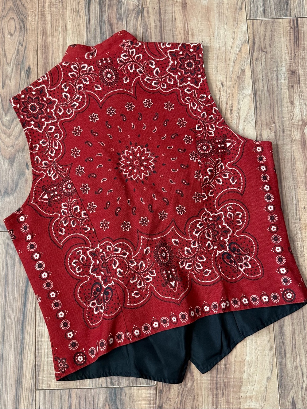 Retro Vintage Cactus Flower Bandana Print Vest Large Silver Aztec Buttons Size:M - Picture 6 of 8